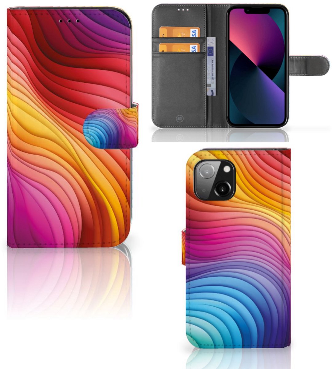 Book Case voor Apple iPhone 13 Regenboog