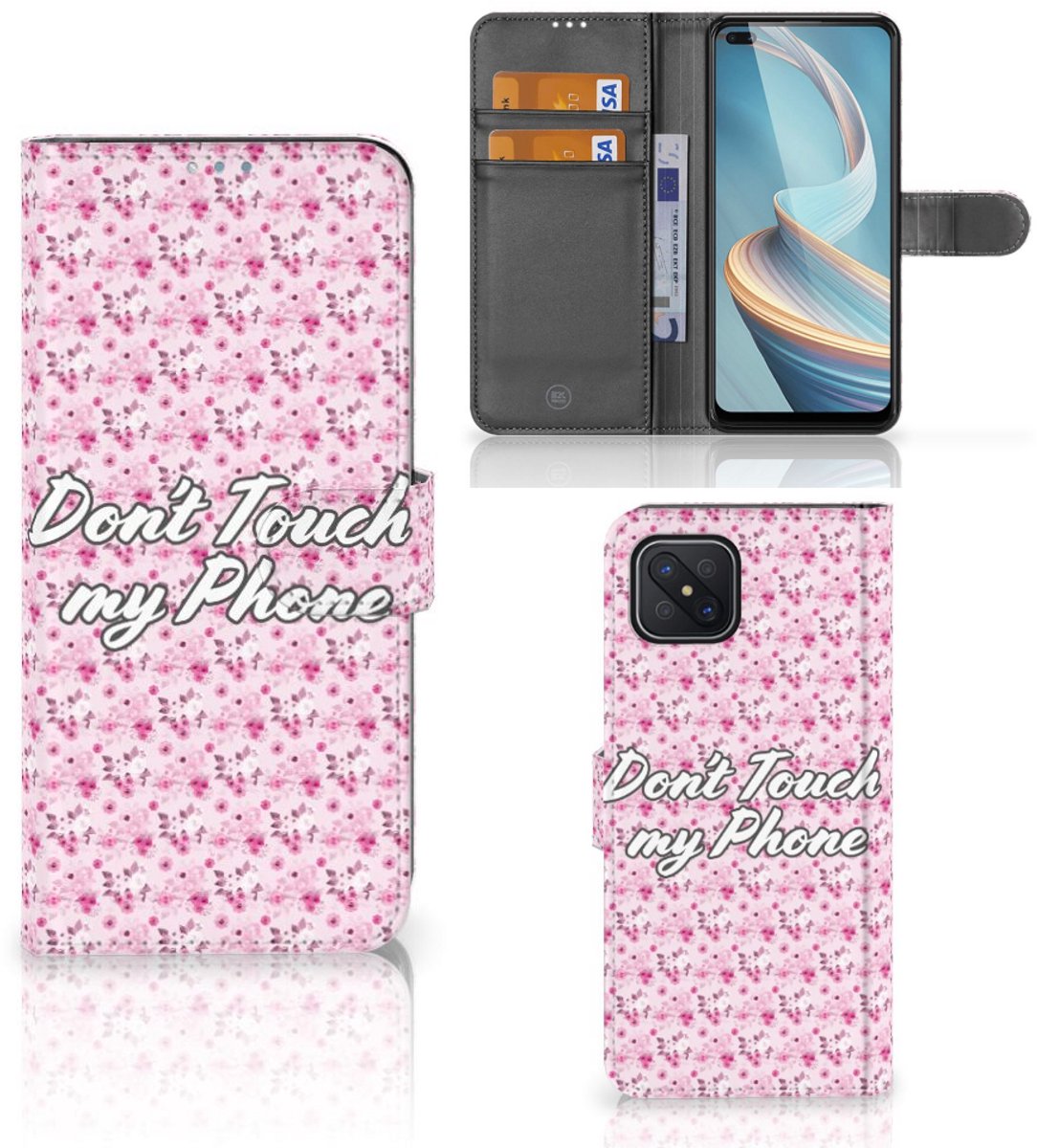 OPPO Reno4 Z Portemonnee Hoesje Flowers Pink DTMP