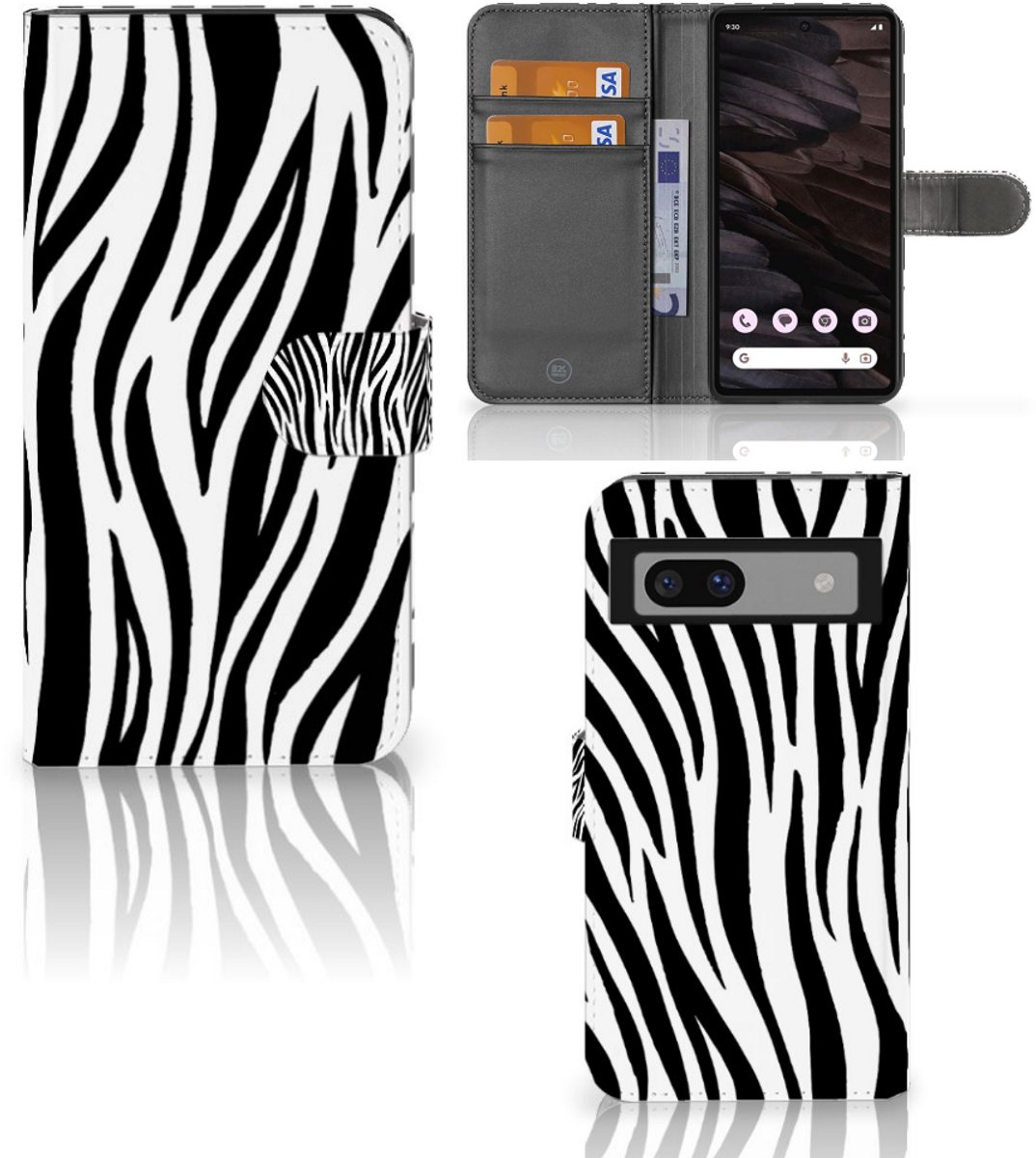 Google Pixel 7A Telefoonhoesje met Pasjes Zebra