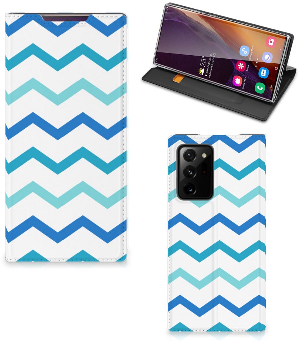 Samsung Galaxy Note 20 Ultra Hoesje met Magneet Zigzag Blauw