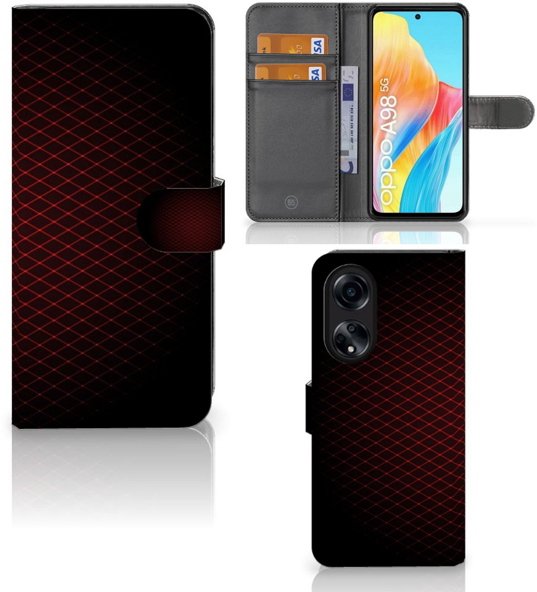 OPPO A98 5G Telefoon Hoesje Geruit Rood