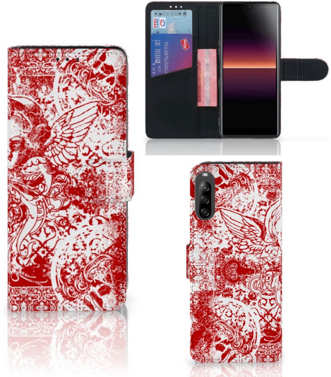 Telefoonhoesje met Naam Sony Xperia L4 Angel Skull Rood