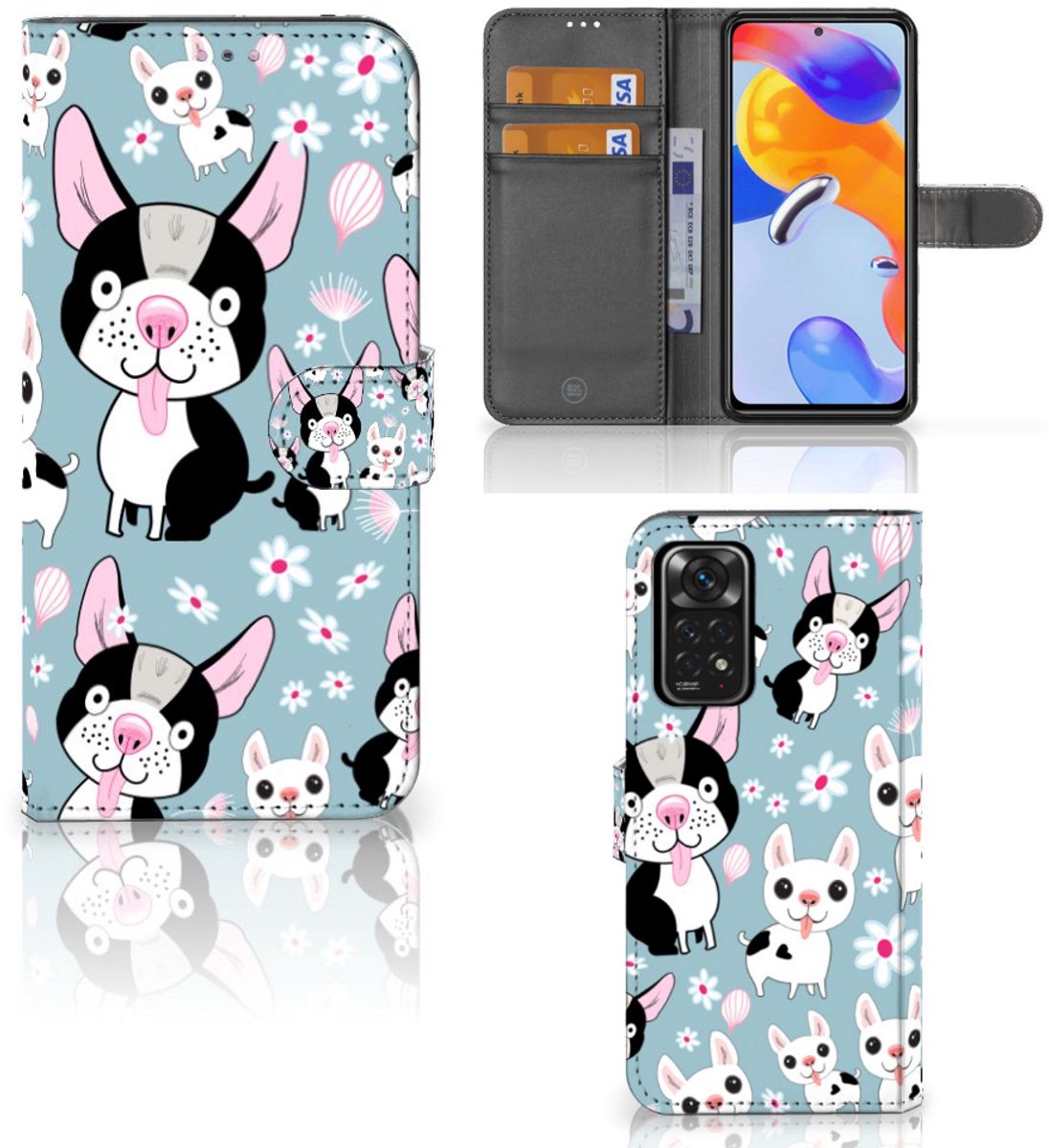 Book Case voor Xiaomi Redmi Note 11 Pro 5G/4G Telefoonhoesje met Pasjes Hondjes