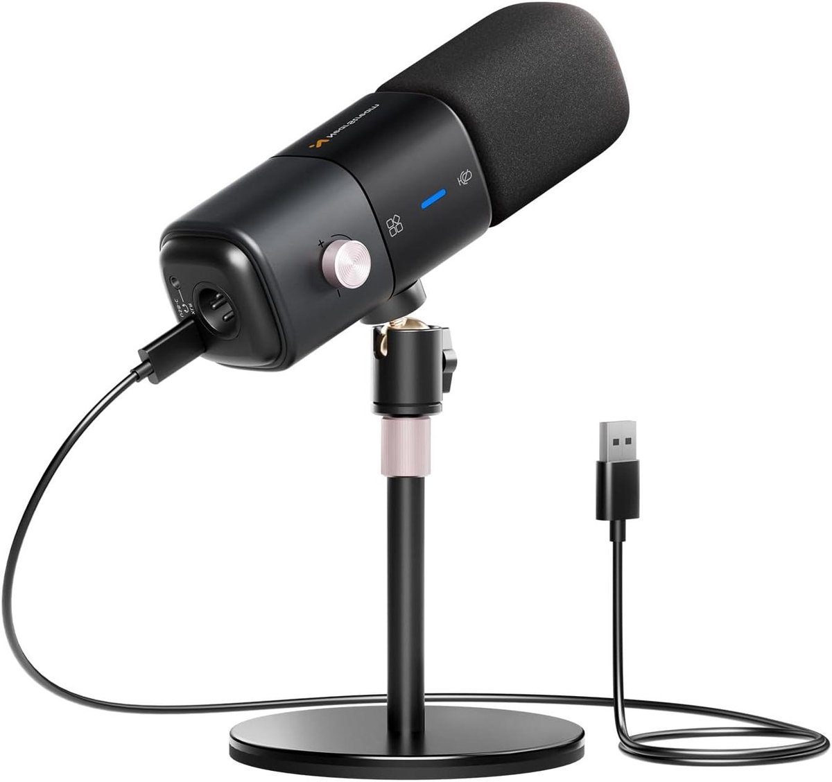 Condensatormicrofoon - Studiomicrofoon Podcastmicrofoon - Opnemen en Streamen - AI-ruisonderdrukking - 125dB SPL - Zwart