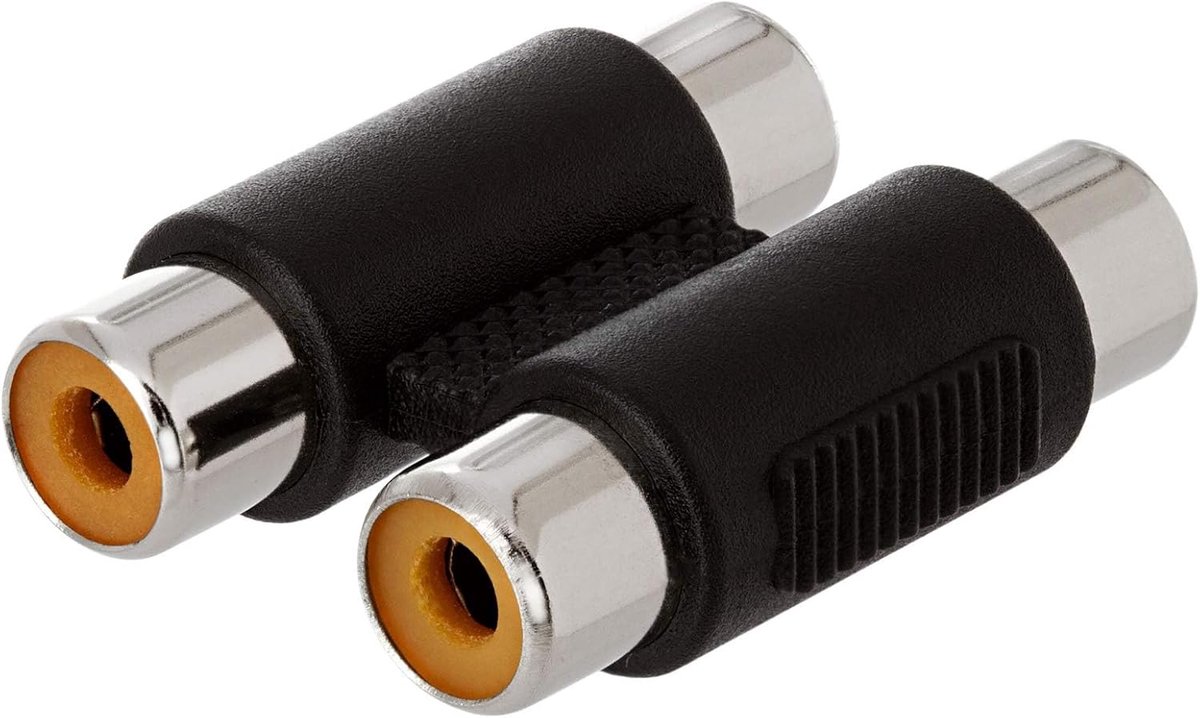 RCA Koppeling Adapter - Dubbele RCA Verloop - Stereo Audio Verlengen - Vernikkelde Connectoren - 1 stuk - Zwart