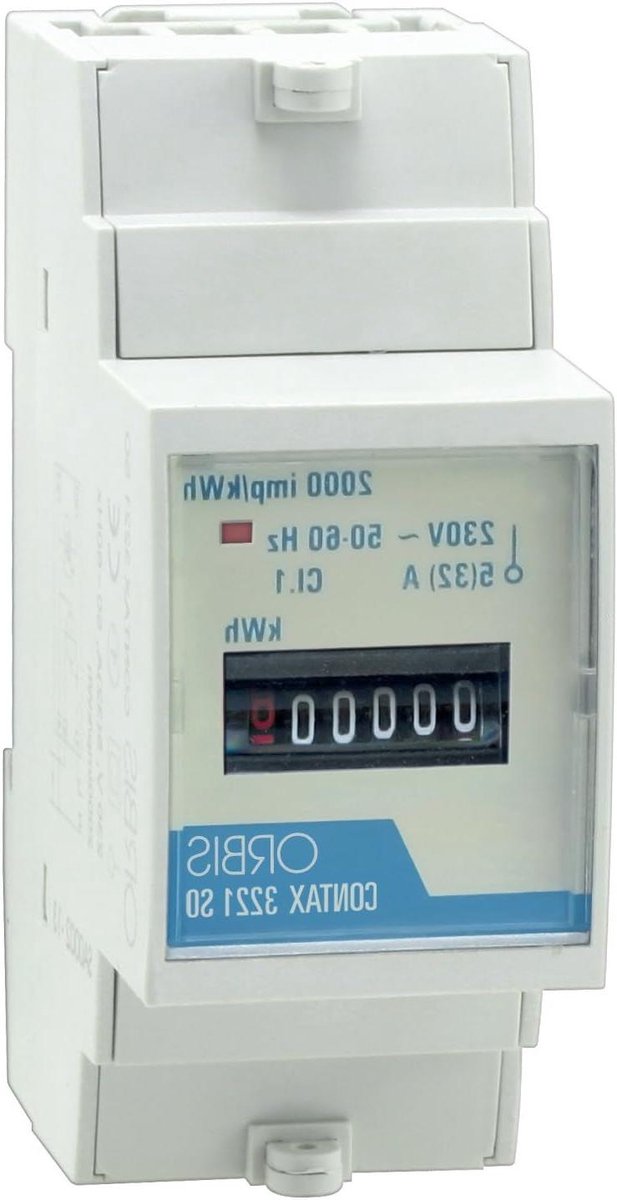 Analoge Energiemeter - Stroommeter Verbruik - Energie Verbruik Meten - 2 Module Breedte - 230 Volt - Wit