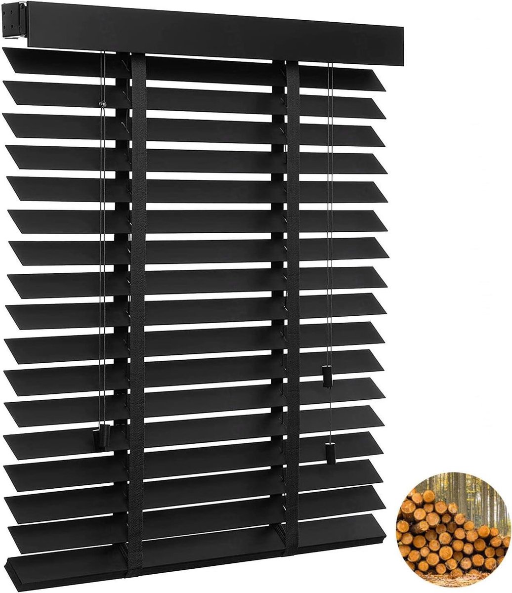 Houten Jaloezieën - Horizontale Luiken - Zonlicht Reguleren - Massief Hout 50mm - 85x175cm