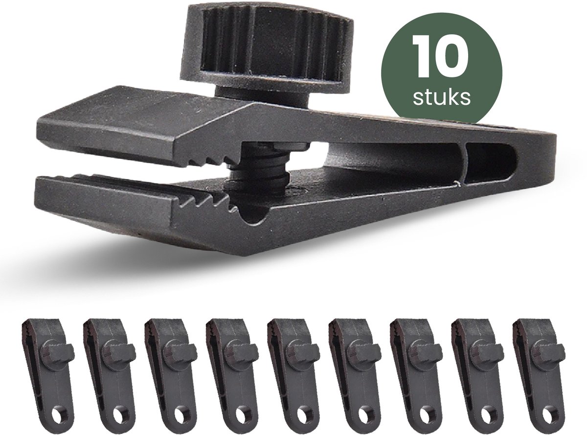 STACK® Zeilklemmen - 10 Stuks - Sterke Zeilclips - Doekklem & Zeil klem voor Afdekzeil, Tent, Doeken en Bootzeil - Klemmen met Schroefdraad - Plastic Clips