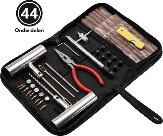 Knaak Bandenreparatieset - Complete Universele Tubeless Reparatieset met Plugger - Tang & Tas