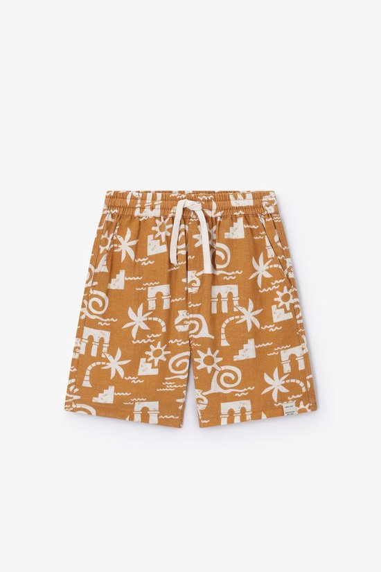 Donkergele Short Met Print