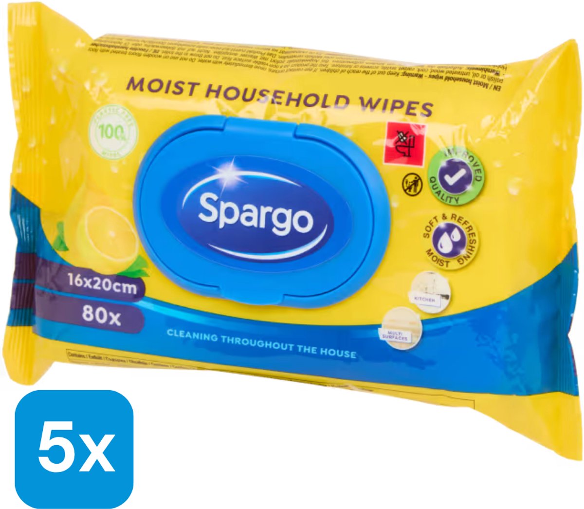 Spargo Vochtige Huishouddoekjes – 5x80 Stuks (400 Doekjes) voor Dagelijkse Schoonmaak
