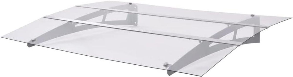 Deurluifel - Regenkap - Bescherming tegen neerslag - Massieve constructie - 120 x 90 cm - Transparant zilverkleurig
