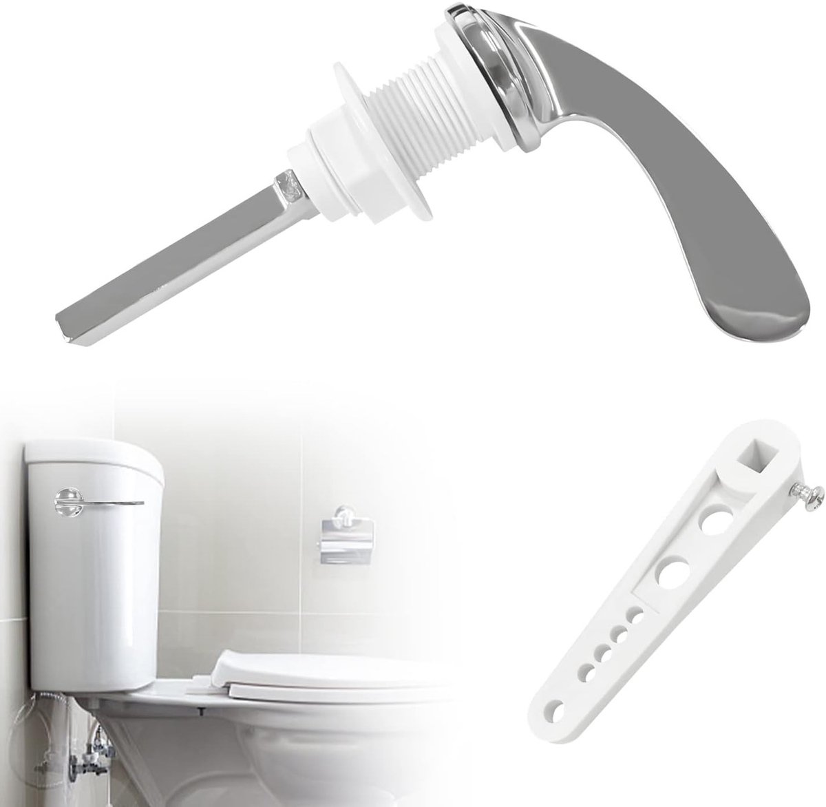 Verchroomde Toilet Spoelknop - Badkameraccessoires, Vervangingsonderdeel voor Cisternen, Geschikt voor de meeste Toiletten en Badkamers