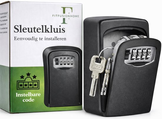 FitFusionHome Key Safe - Coffre-fort à clés avec code pour l'intérieur et l'extérieur - Boîte à clés - Serrure à combinaison - Soins à domicile - Résistant aux intempéries