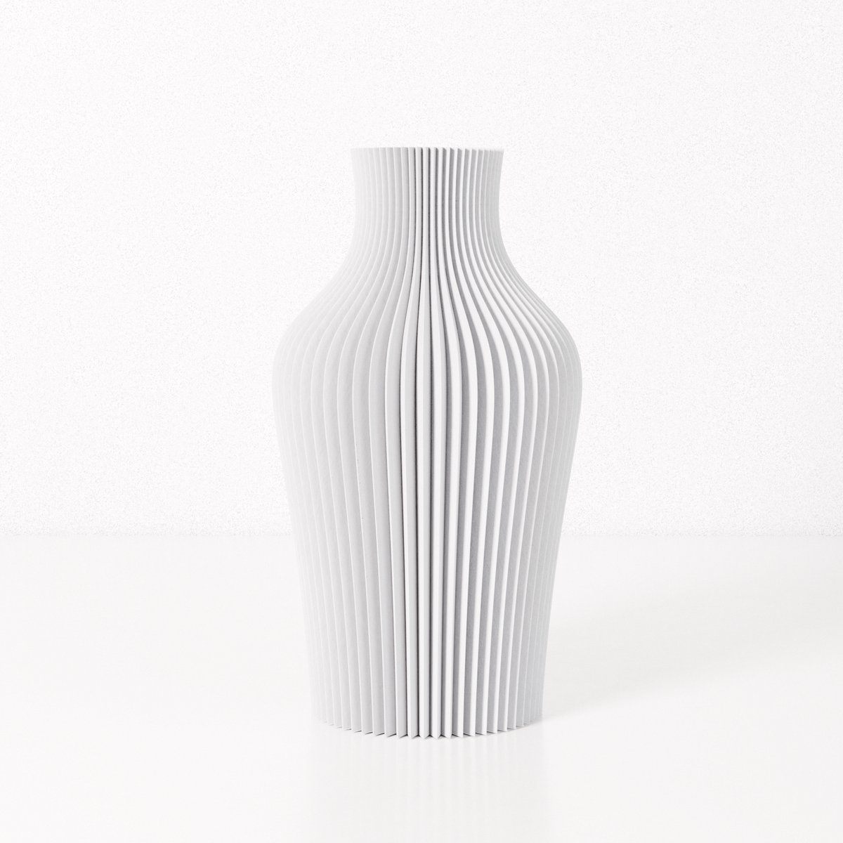 Fleuriek vaas LIV - Wit H40 cm - Hoge decoratieve vaas met verticale lijnen - Gemaakt van kunststof - Moderne siervaas voor een sfeervol interieur