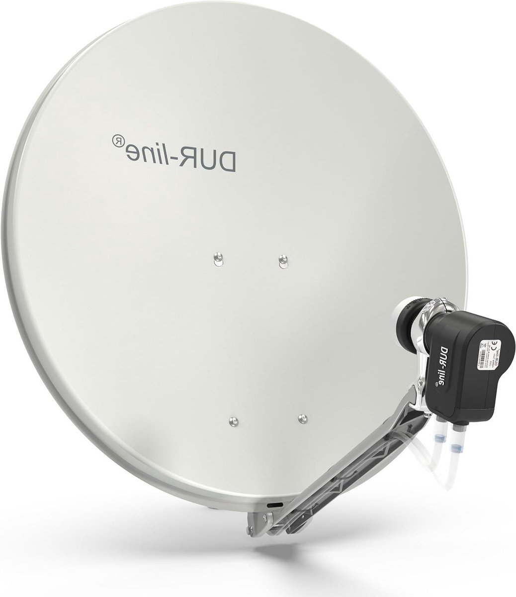 Satellietsysteem Compleet - Schotel Set - TV Ontvangen - Voor 2 Ontvangers - 75/80 cm - Lichtgrijs