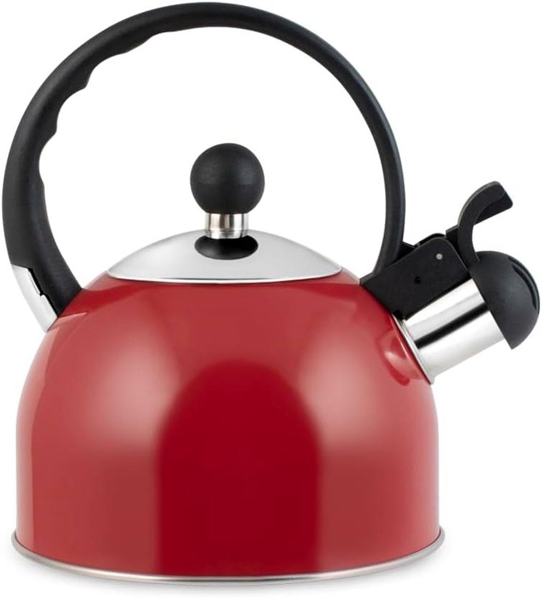 Waterkoker met pijp - Theeketel Roestvrij Staal - Thee Zetten - Geschikt voor Inductie - 15 Liter - Rood