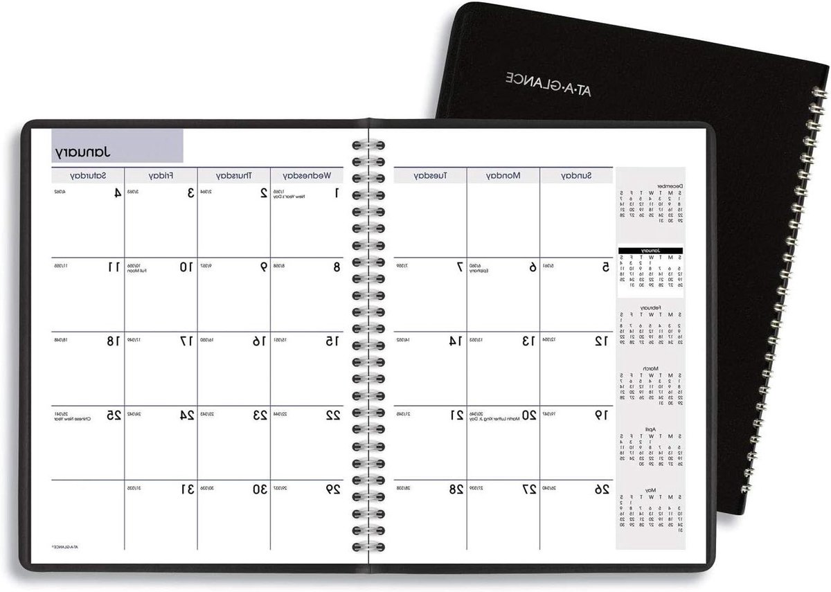 Maandelijkse Planner - Agenda Kalender - Afspraken Plannen - Inkt Bloeding Weerstand - 7 x 8-3/4 inch - Zwart