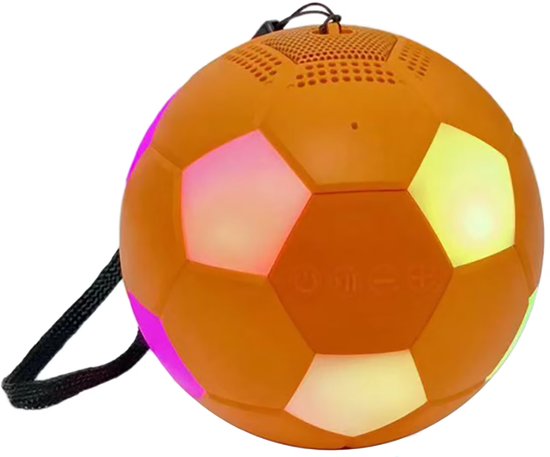 Bluetooth Speaker Voetbalvorm Oranje met RGB Verlichting, Draagbare Draadloze Luidspreker voor WK 2026 & Feestjes