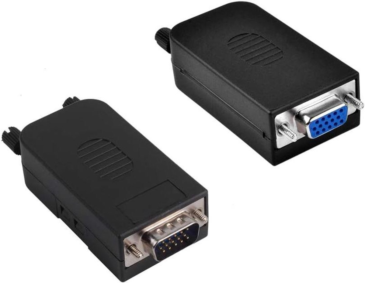 VGA Breakout Terminal - D-SUB Connector - Audiotransmissie - 3 Rij 15-pins - 19AWG - Zwart