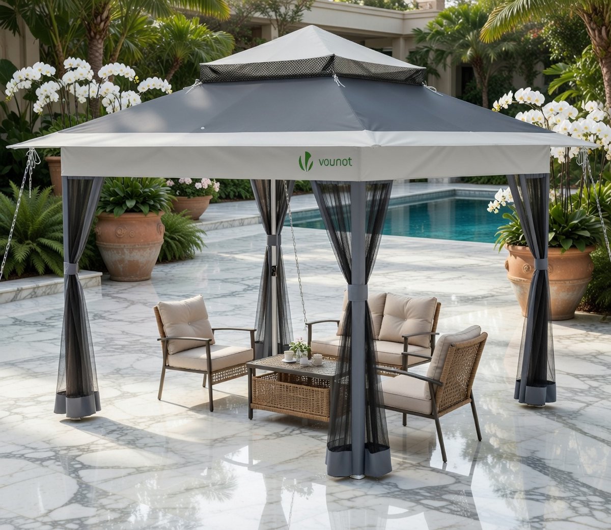 Luxe Pop-Up Tuinpaviljoen 3,6x3,6m met – Industrohome