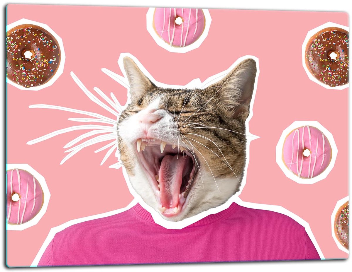 TMK ArtDeko - Snijplank - 52x40 cm - Kattenontwerp - Veilig voor Inductiekookplaten