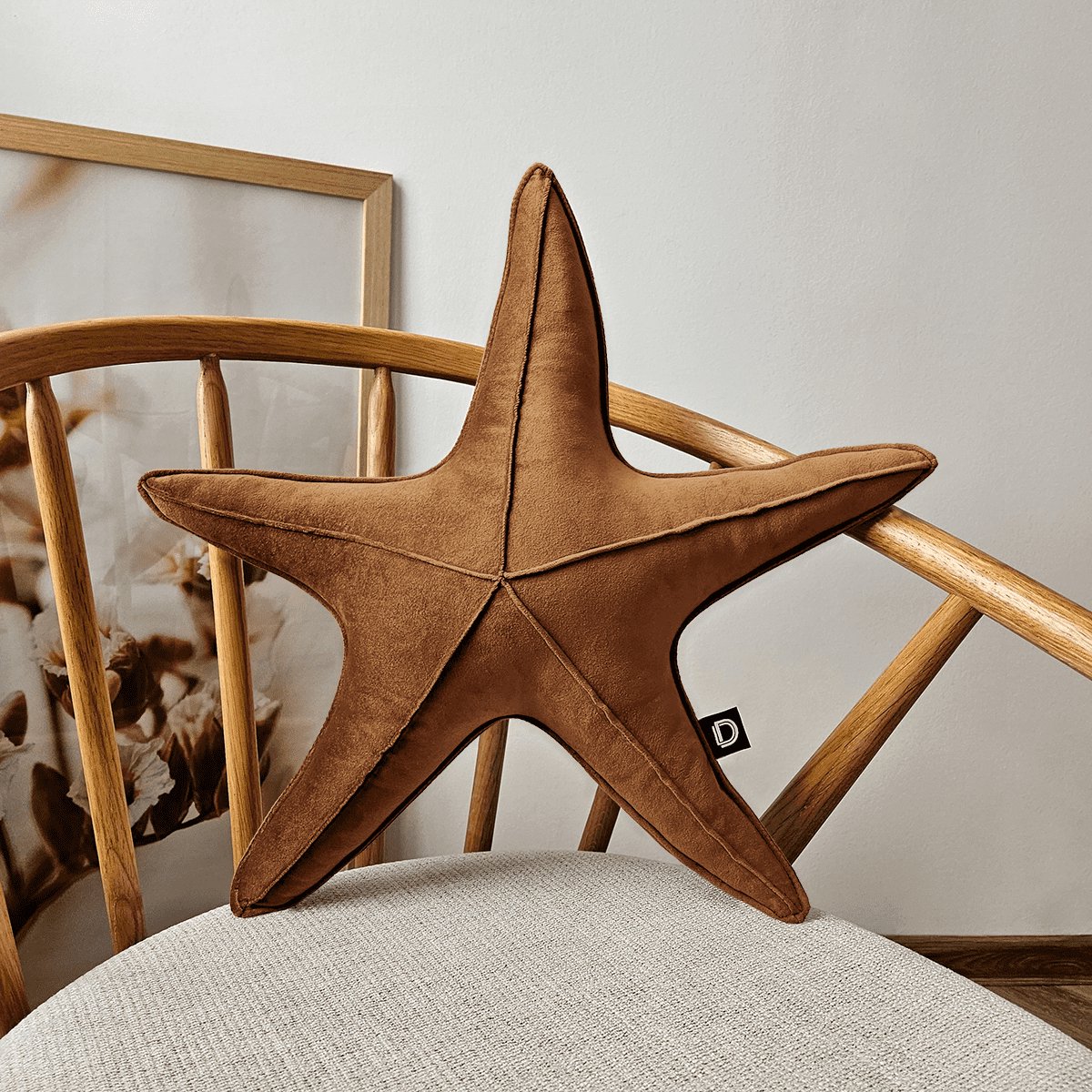 Decordruk VELVET - Sierkussen - Karmel - Grote Rozetvorm