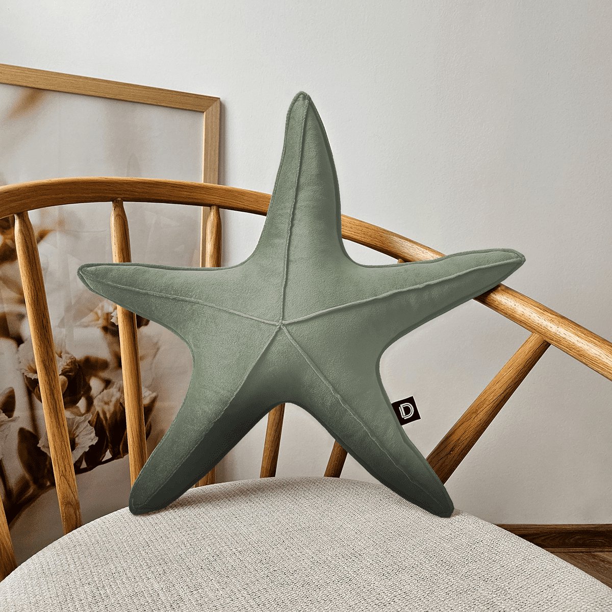 Decordruk VELVET Serie - Sierkussen - Stervorm - Szałwia - 53 cm