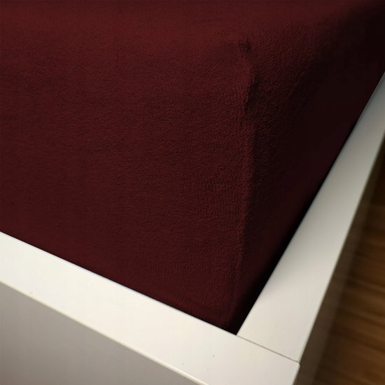 Frotte Hoeslaken met Elastiek 220x200 - Duurzaam Bordeaux Rood — afbeelding 5