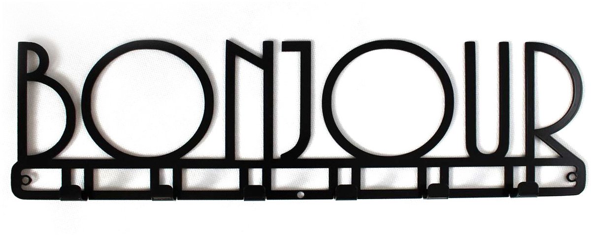Decorizzly - Metalen Wandschrob Bonjour - 500mm - 6 Haken - Stijlvol en Functioneel