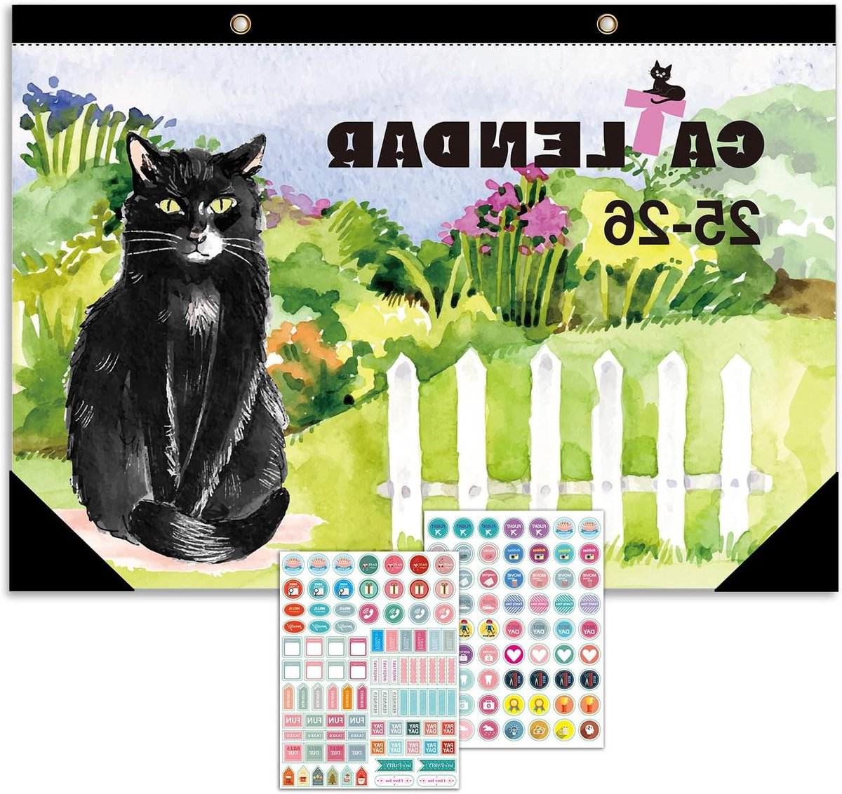 Bureaukalender 2025-2026 - Maandkalender Bureaublad - Planning Thuisonderwijs Kantoor - 18 Maanden Overzicht - 43 x 30 cm - Zwart
