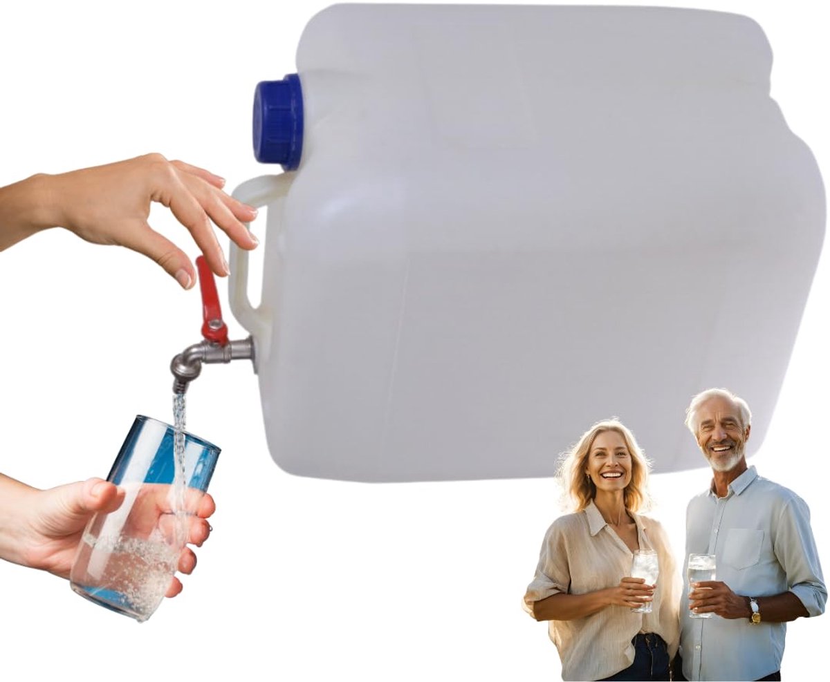 Anwicar Jerrycan voor Water - 20 L - Watercontainer met Kraantje en Dop - Waterdispenser Camping - Wit