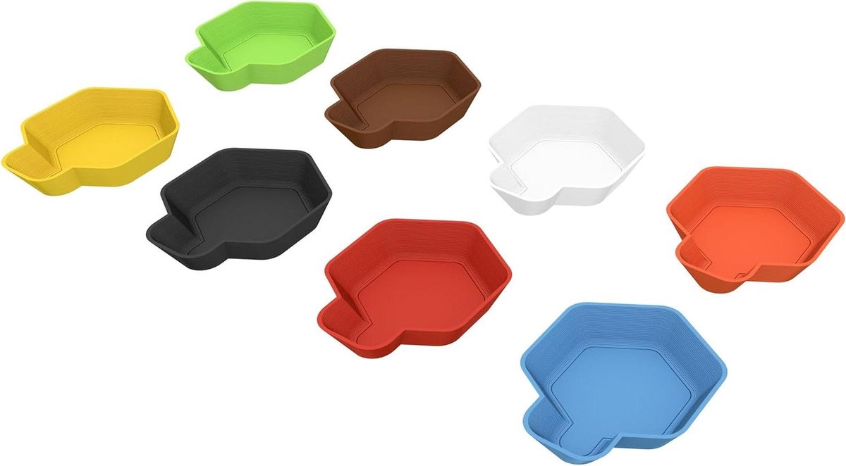 Penningplateaus Set - Tokenhouders Bakjes - Spelonderdelen Sorteren - 8 Verschillende Kleuren - 120 mm x 90 mm - Multicolor