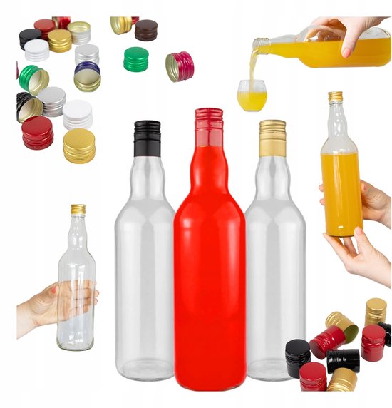 Bimberek Monopol Serie - Glazen Fles - 700ml - Inclusief Deksels van Merkloos — afbeelding 4
