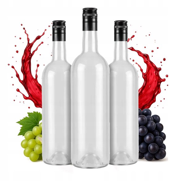 Bimberek - Bouteille de vin en verre - 750 ml - Avec bouchon à vis - Lot de 10