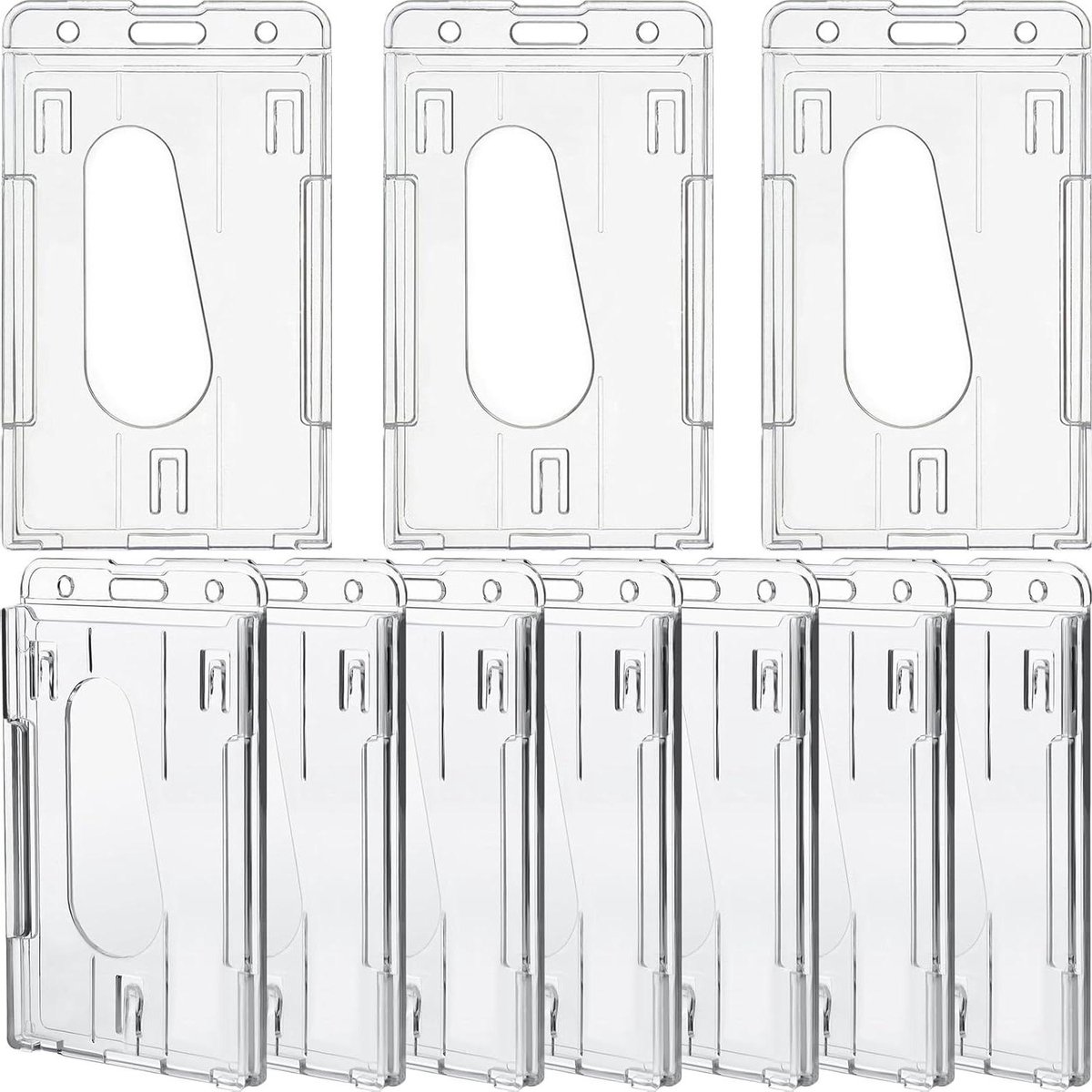 ID-badgehouder - Kaarthouder Transparant - Identificatie Tonen - Heavy Duty Plastic - 10 stuks - Transparant