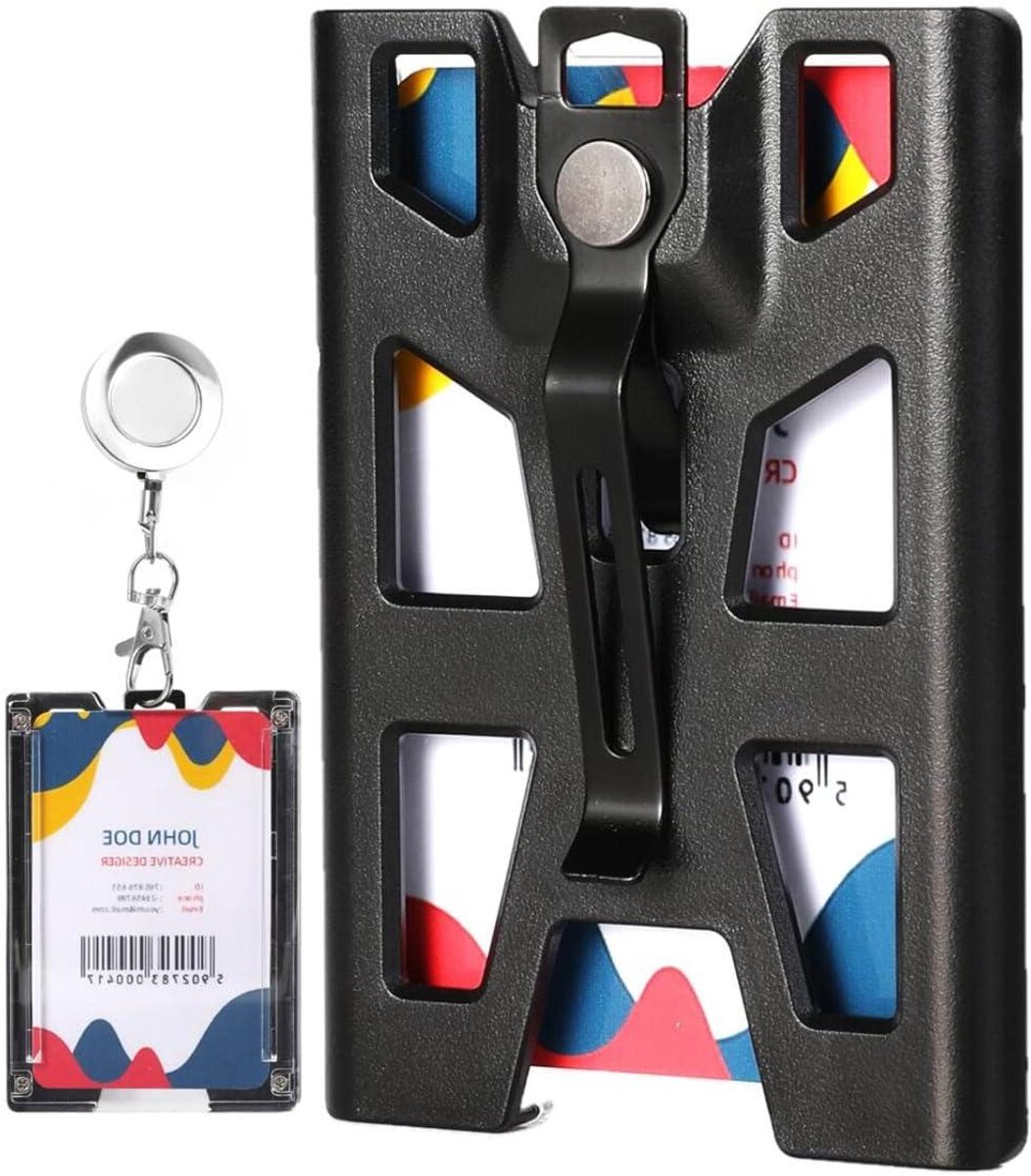 ID-badgehouder - Kaarthouder Naamplaatje - Identificatie Tonen - Intrekbare Haspel - 3.7x2.6 inch - Zwart