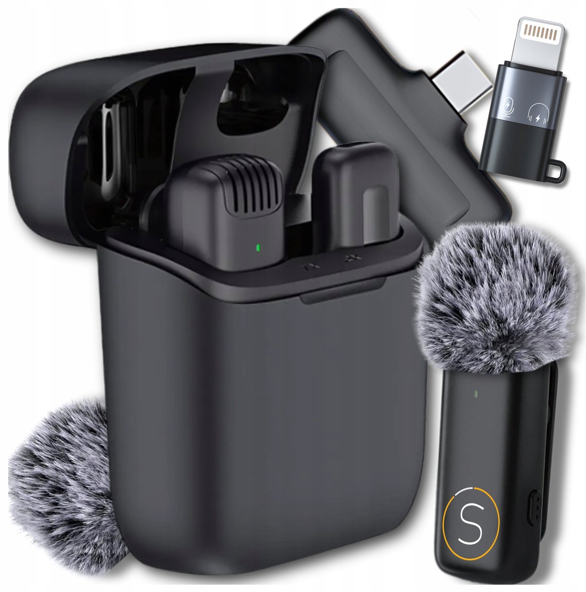 Slayo Mike S11 - Draadloze Krawattenmicrofoon - USB C/Lightning - Ruisonderdrukking - 360° Opname