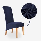BankhoesDiscounter Housse de chaise tricotée à dossier haut – Bleu foncé – Housses de chaise de Housses de siège – Housses de siège Chaises de salle à manger – Housses de siège extensibles