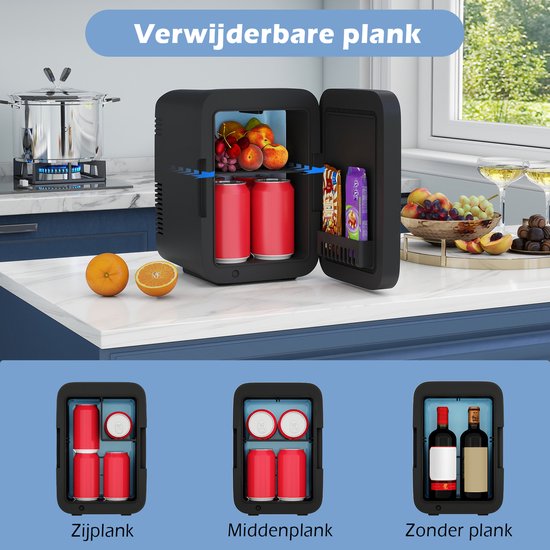 Puluomis Mini koelkast - 4L - Skincare Fridge - LED-verlichting - Make-up Koelkast - DC 12/24V & AC 220-240V - Koelen & Verwarmen - Zwart van Puluomis — afbeelding 3