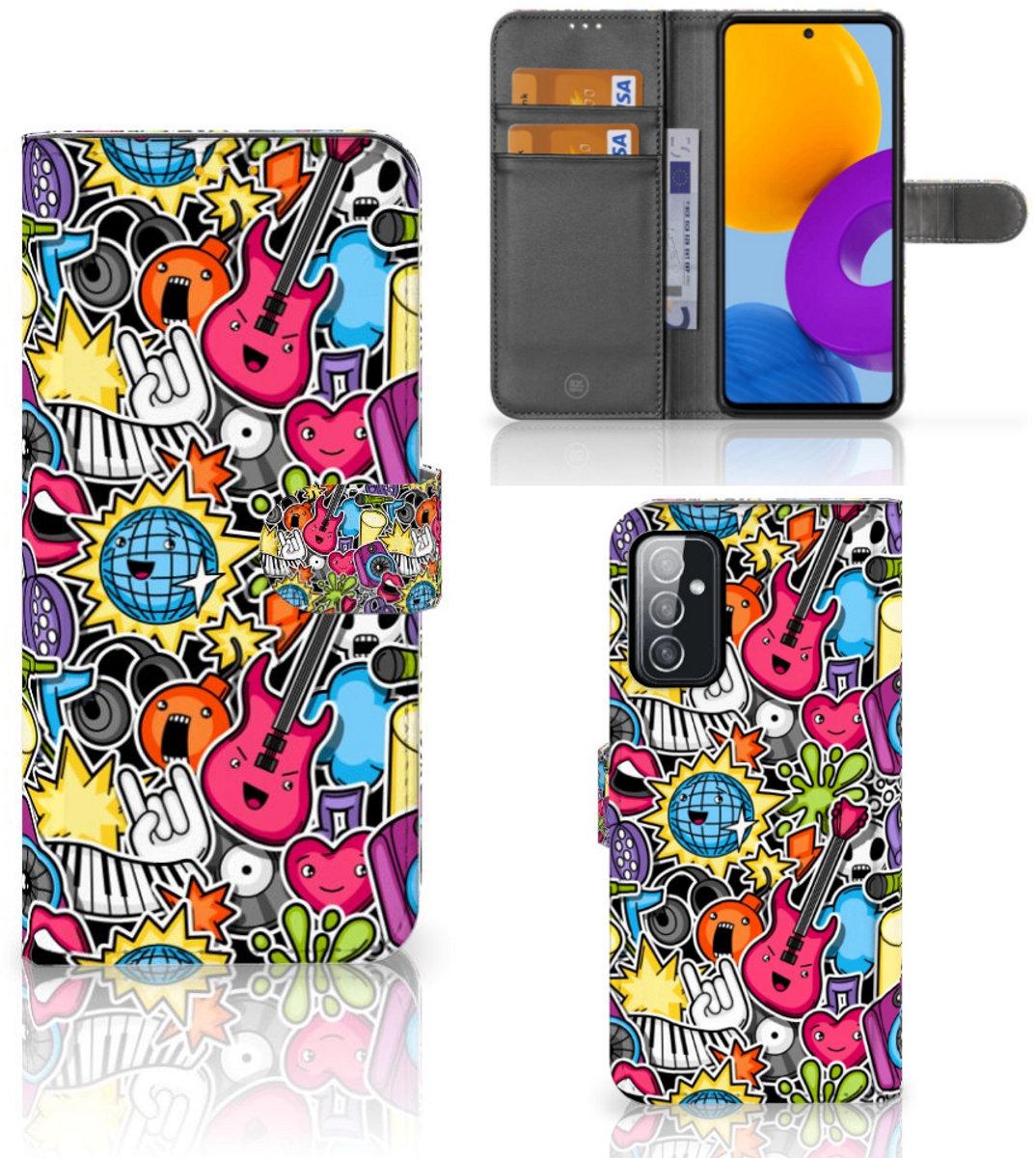 Samsung Galaxy M52 Wallet Case met Pasjes Punk Rock