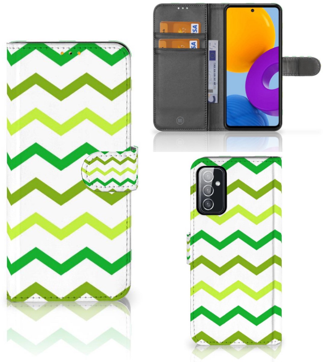 Samsung Galaxy M52 Telefoon Hoesje Zigzag Groen