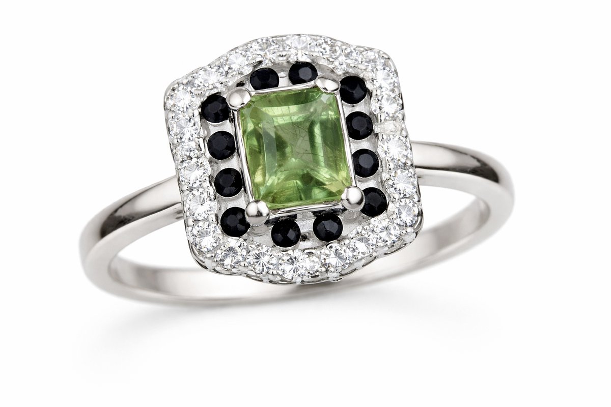 925 Sterling Zilveren Ring met Groene Rutiel Peridoot - Damesring met Edelsteen - Minimalistische Ring - Ringmaat 6