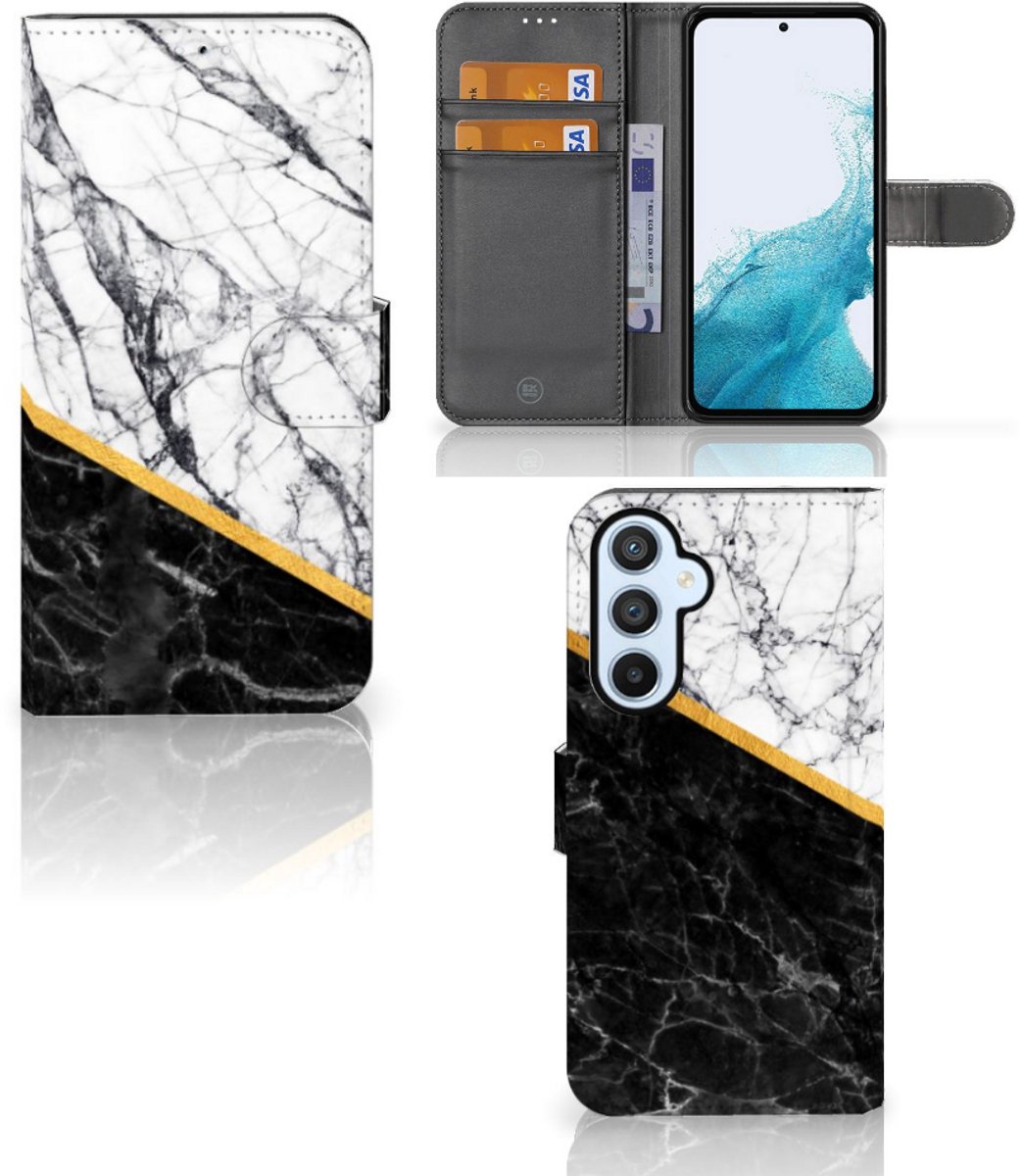 Samsung Galaxy A54 5G Bookcase Marmer Wit Zwart - Origineel Cadeau Man