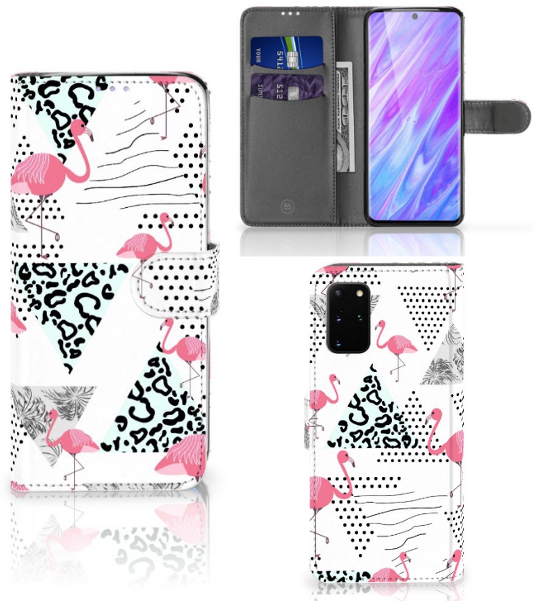 Samsung Galaxy S20 Plus Telefoonhoesje met Pasjes Flamingo Triangle