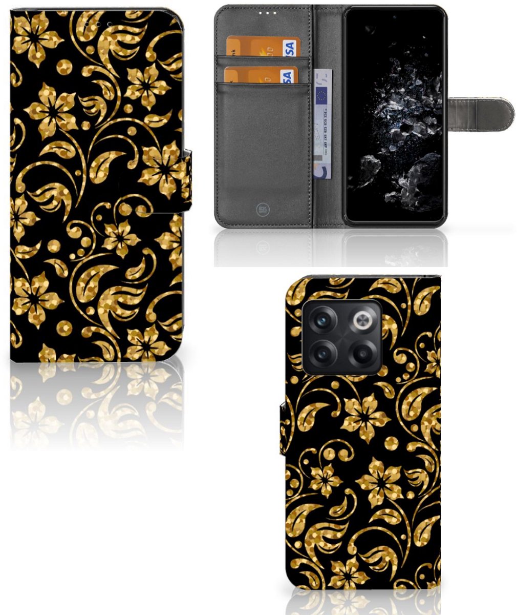 OnePlus 10T Hoesje Gouden Bloemen