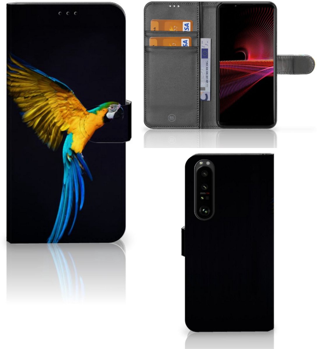 Sony Xperia 1 III Telefoonhoesje met Pasjes Papegaai