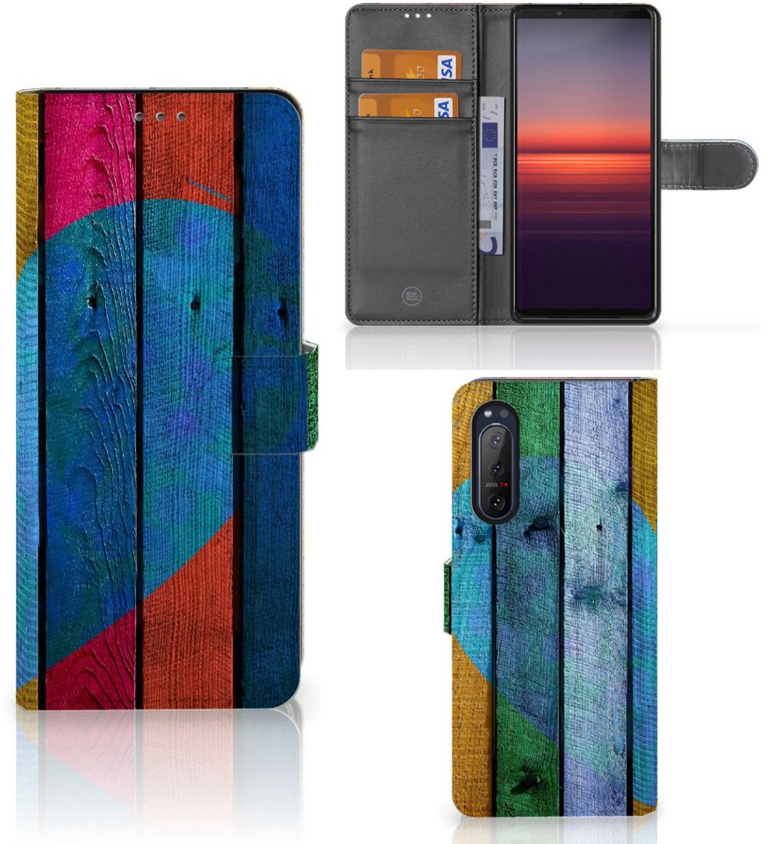 Sony Xperia 5II Book Style Case Wood Heart - Cadeau voor je Vriend
