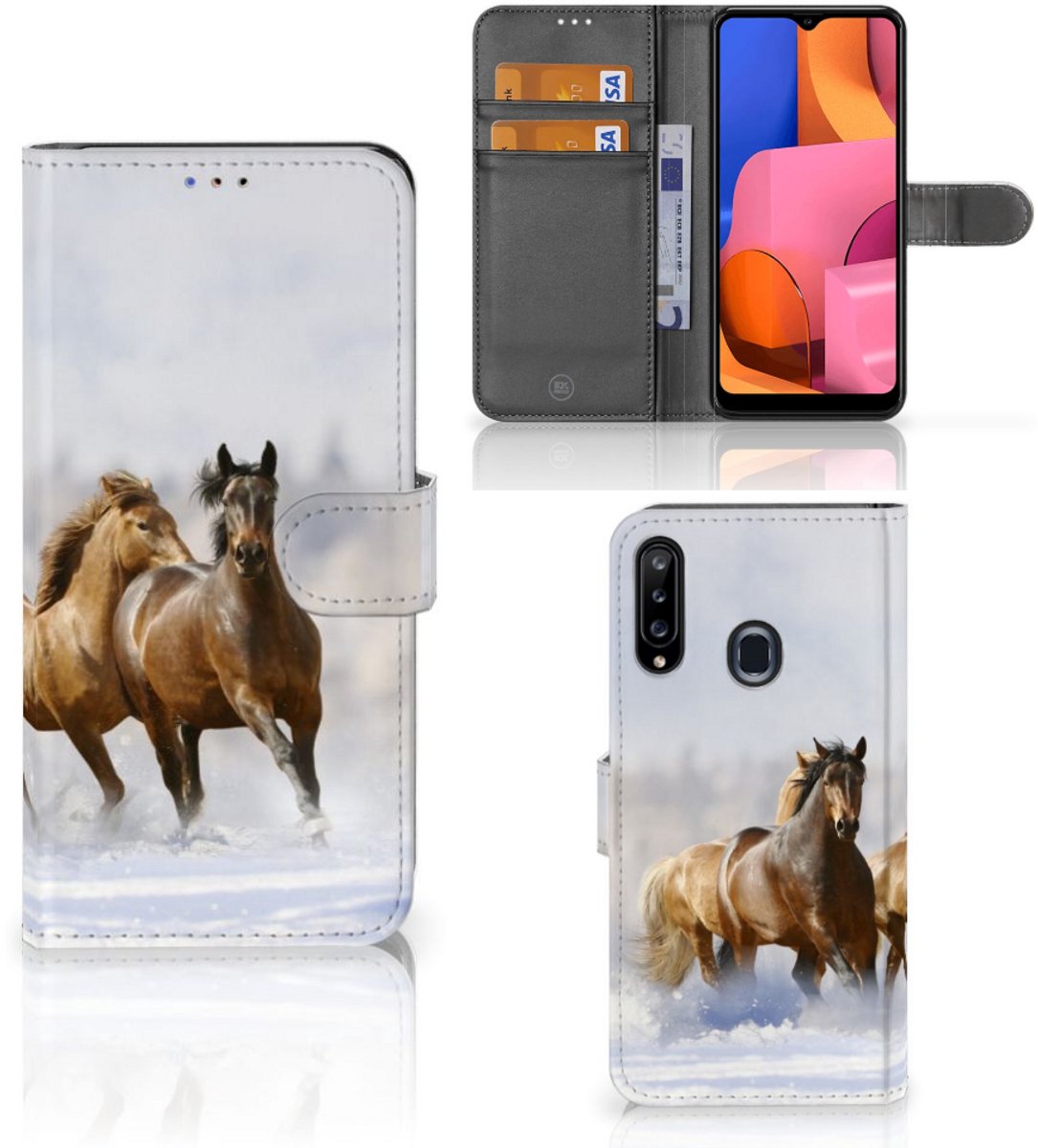 Samsung Galaxy A20s Telefoonhoesje met Pasjes Paarden