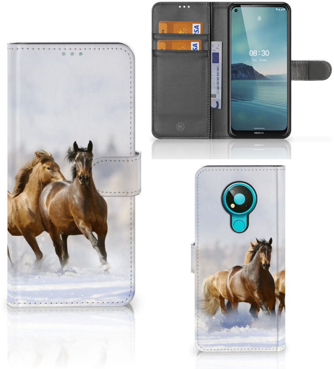 Nokia 3.4 Telefoonhoesje met Pasjes Paarden
